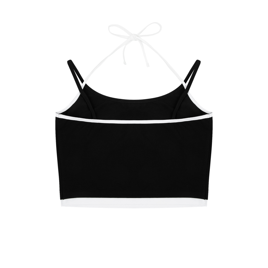Sporty Contrast Trim Halter Top - Summer Essentials